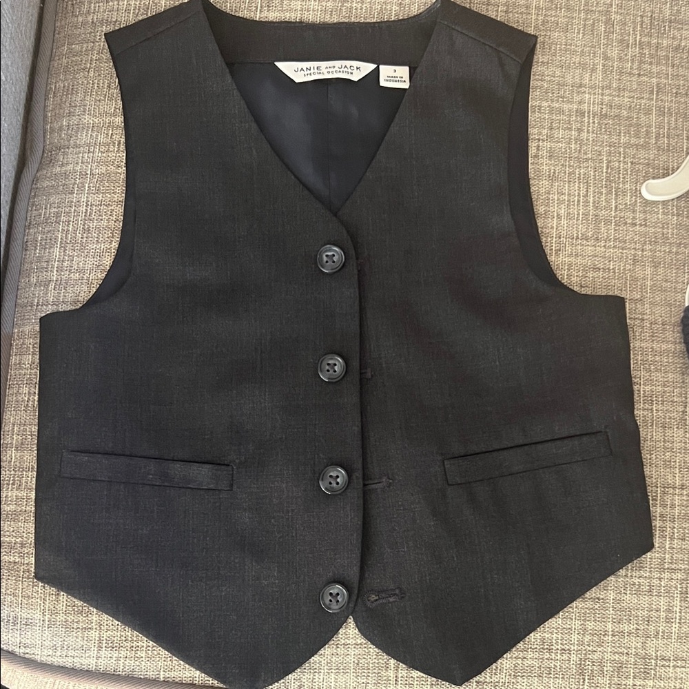 Janie and Jack Charcoal Button-Up Vest